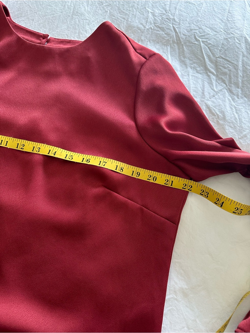 Chico's Wine-Red Satin Long-Sleeve Blouse, size medium (1) - Picture 10 of 14